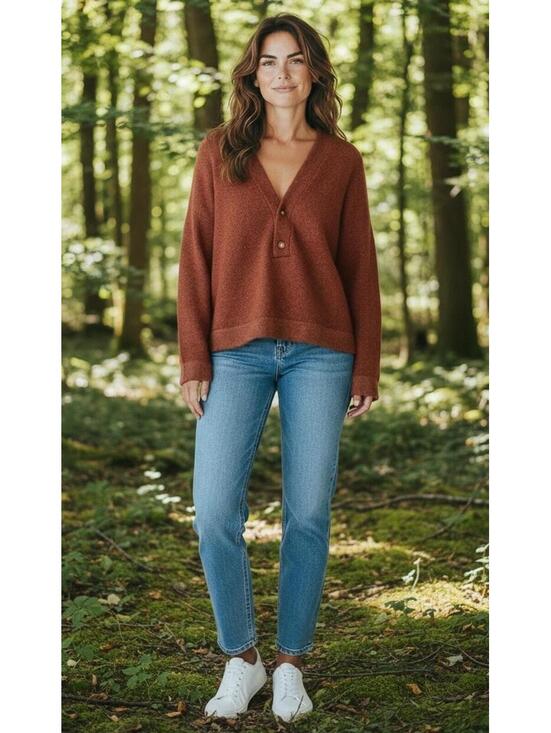 Faherty Sweaters - $168 Faherty Jackson V Neck Popover Sweater Smoked Paprika Size Medium